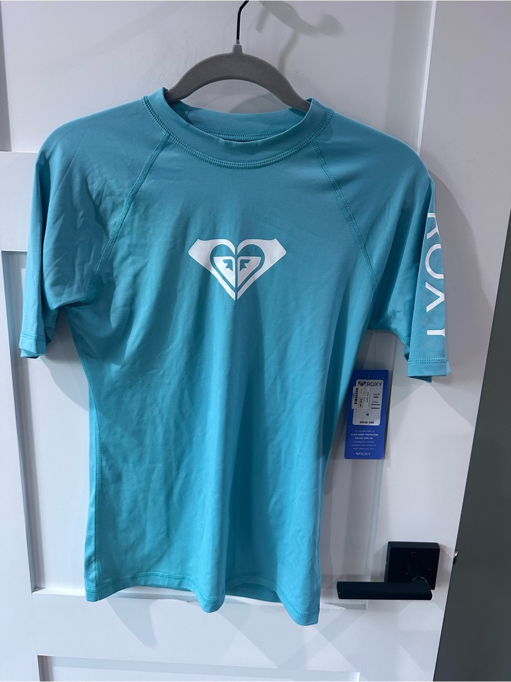 Roxy Womens Whole Hearted Short Sleeve UPF 50 Beach Surf Rash Guard T-Shirt Med